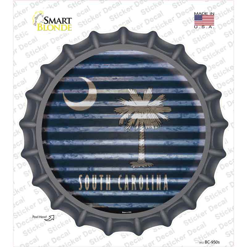 BC-950s-M South Carolina Flag Corrugated Novelty Bottle Cap Sticker Decal - Medium