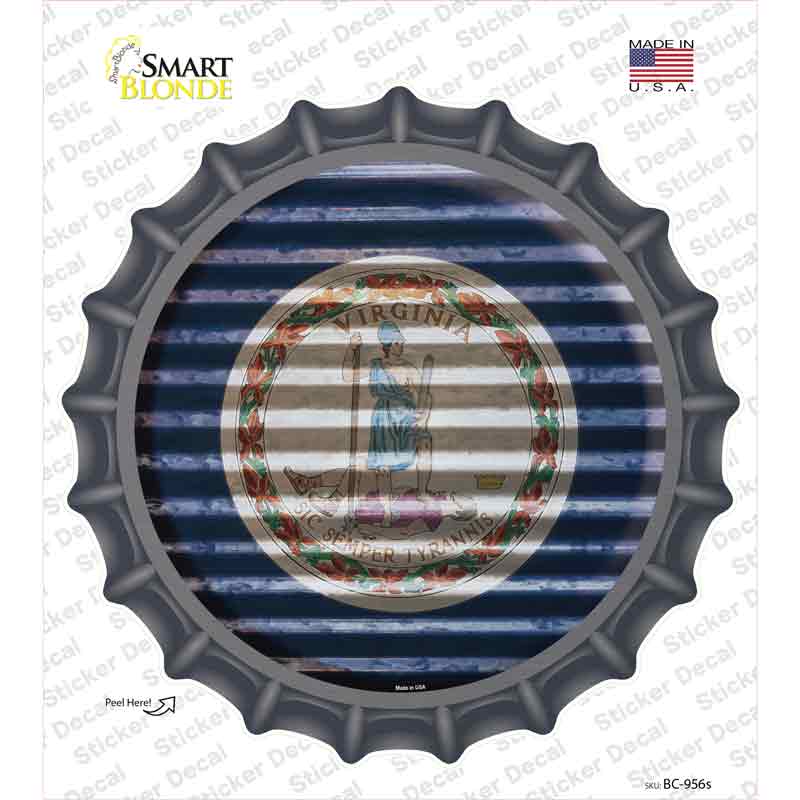 BC-956s-M Virginia Flag Corrugated Novelty Bottle Cap Sticker Decal - Medium