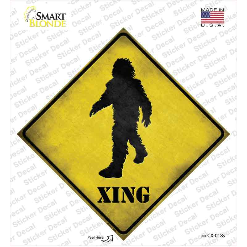 CX-018s-M Bigfoot Xing Novelty Diamond Sticker Decal - Medium