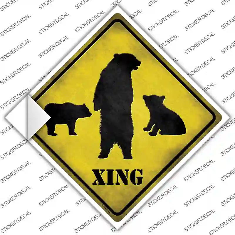 CX-023s-L Bears Xing Novelty Diamond Sticker Decal - Large