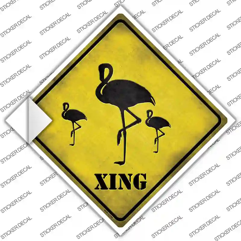 CX-034s-XL Flamingos Xing Novelty Diamond Sticker Decal - Extra Large