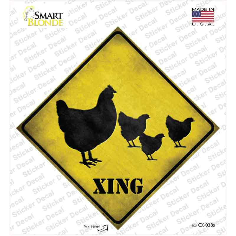 CX-038s-M Chicken Xing Novelty Diamond Sticker Decal - Medium