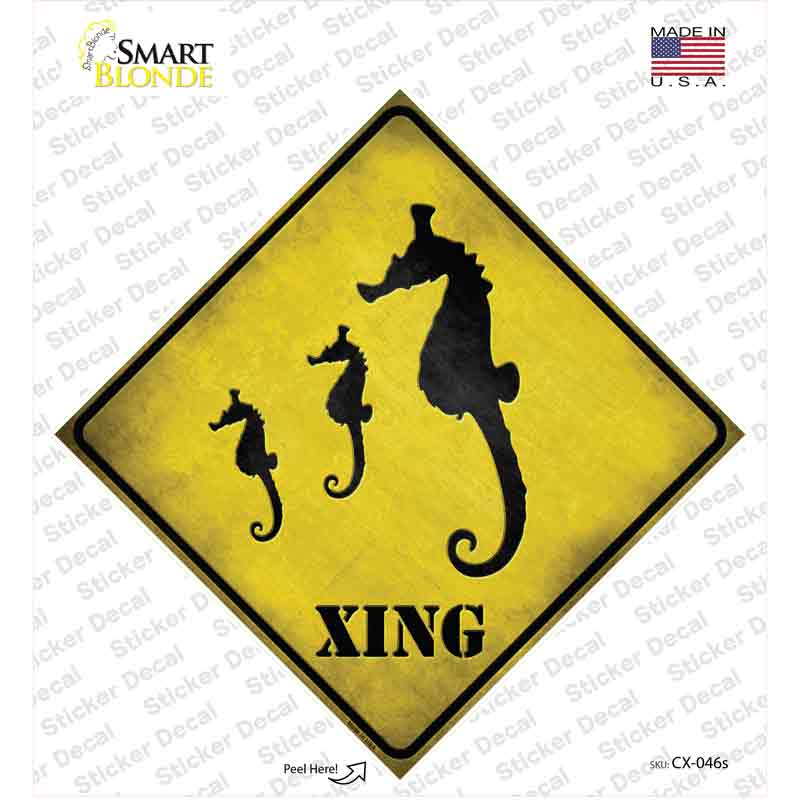 CX-046s-M Seahorse Xing Novelty Diamond Sticker Decal - Medium