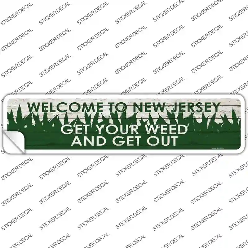 K-1582s-S   Jersey Weed Novelty Narrow Sticker Decal - Small