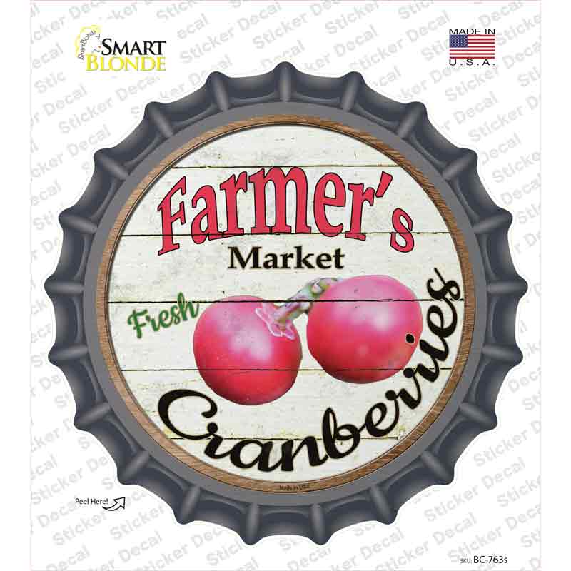BC-763s-M Farmers Market Cranberries Novelty Bottle Cap Sticker Decal - Medium