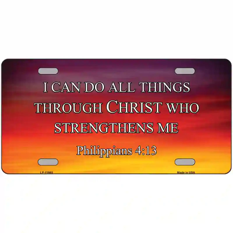 LLP-11885 24 x 12 in. Philippians 4 13 Novelty Metal License Plate