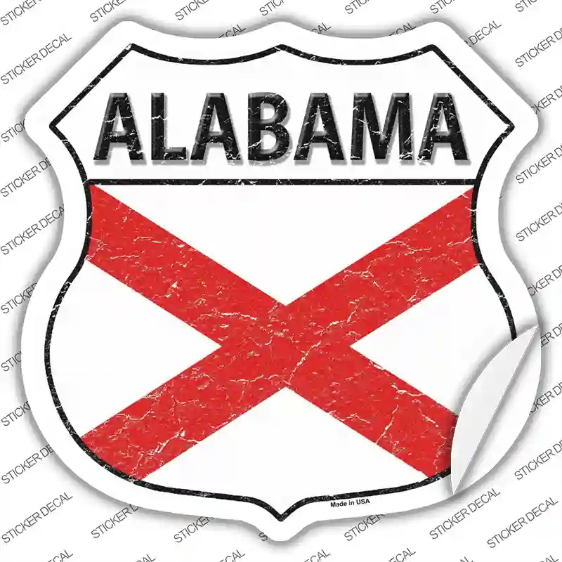 HS-109s-S Alabama Flag Novelty Highway Shield Sticker Decal - Small