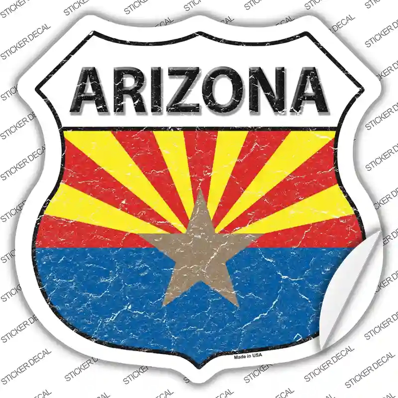 HS-111s-XL Arizona Flag Novelty Highway Shield Sticker Decal - Extra Large