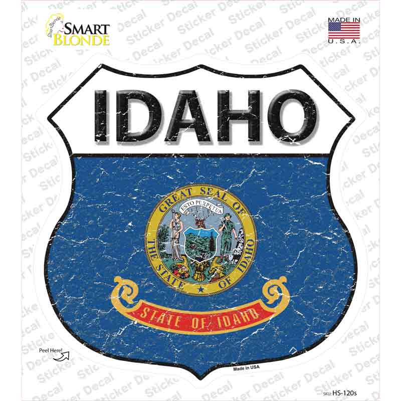 HS-120s-M Idaho Flag Novelty Highway Shield Sticker Decal - Medium