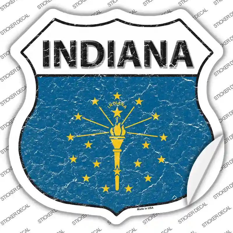 HS-122s-L Indiana Flag Novelty Highway Shield Sticker Decal - Large