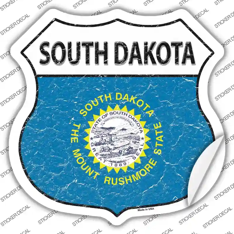 HS-149s-L South Dakota Flag Novelty Highway Shield Sticker Decal - Large