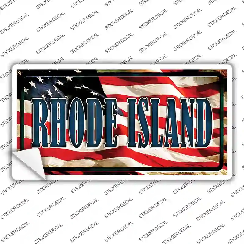 LP-3650s-L Rhode Island on American Flag Novelty Sticker Decal - Large