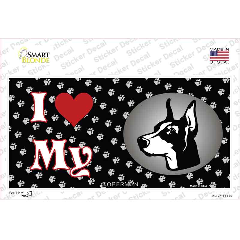 LP-3885s-M I Love My Doberman Novelty Sticker Decal - Medium