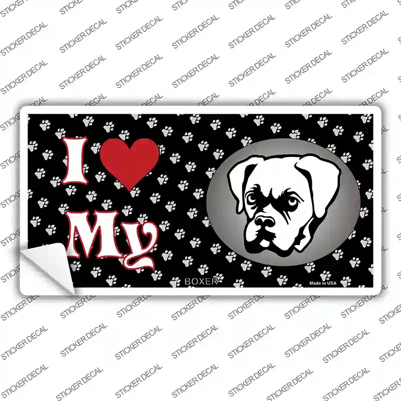 LP-3894s-L I Love My Boxer Novelty Sticker Decal - Large