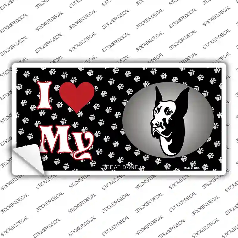 LP-3910s-S I Love My Great Dane Novelty Sticker Decal - Small