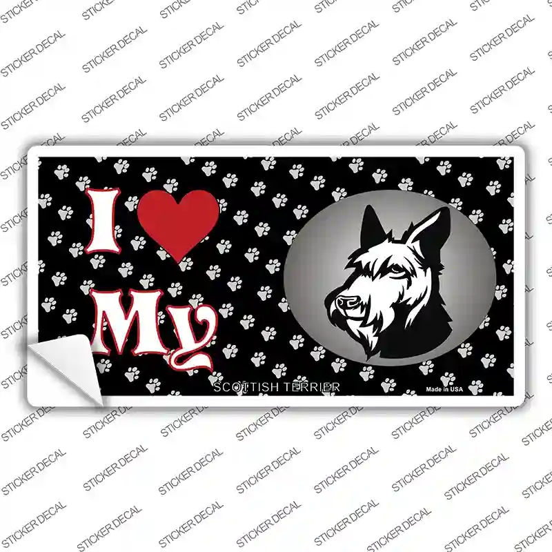 LP-3927s-S I Love My Scottish Terrier Novelty Sticker Decal - Small