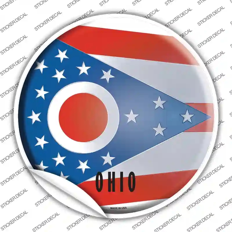 C-134s-S Ohio State Flag Novelty Circle Sticker Decal - Small