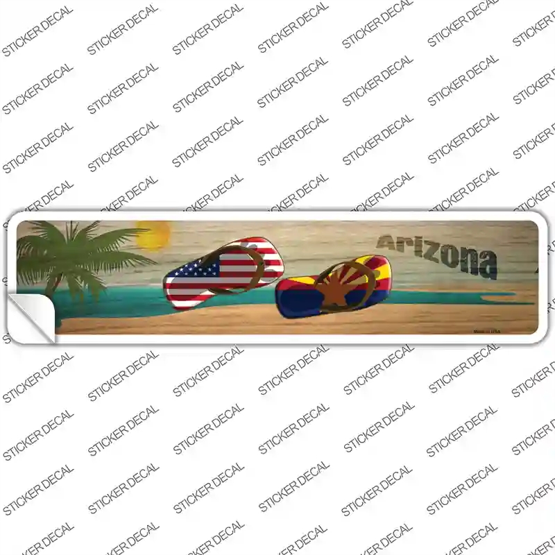 K-1476s-S Arizona & US Flag Novelty Narrow Sticker Decal - Small