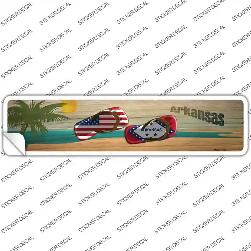 K-1477s-S Arkansas & US Flag Novelty Narrow Sticker Decal - Small