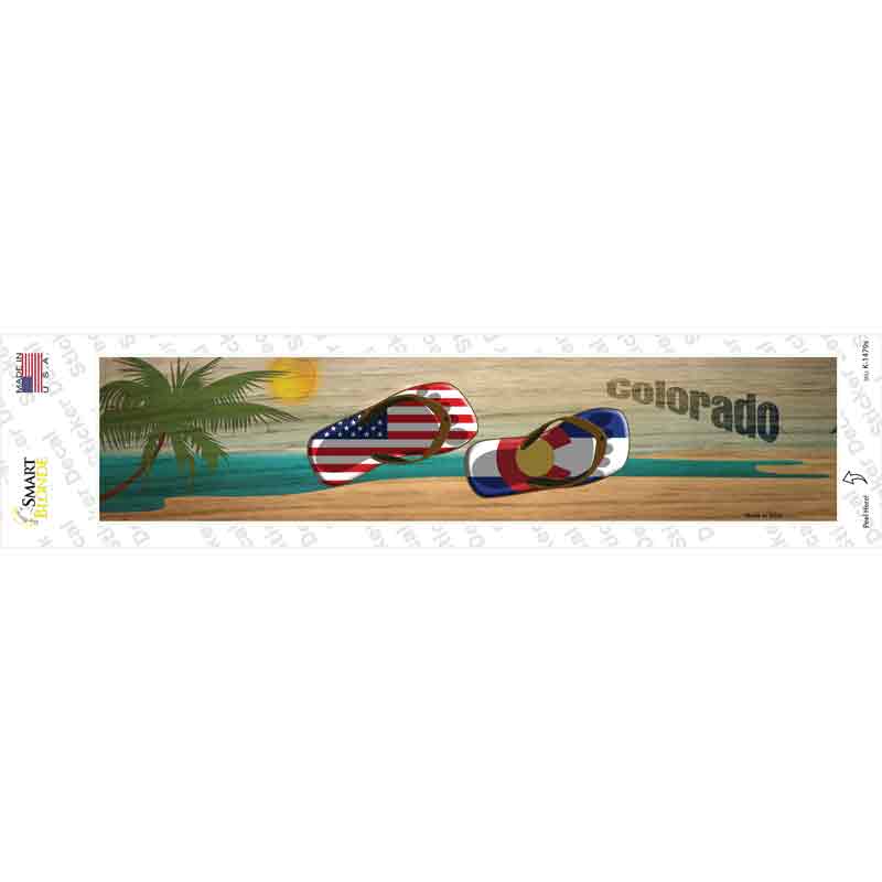 K-1479s-M Colorado & US Flag Novelty Narrow Sticker Decal - Medium