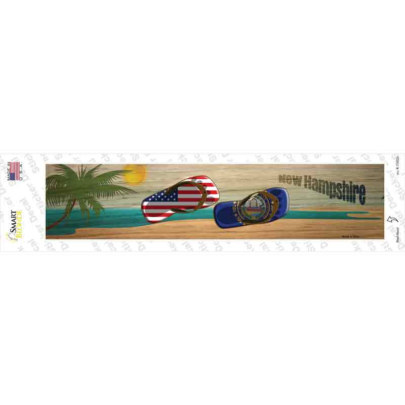 K-1502s-M Hew Hampshire & US Flag Novelty Narrow Sticker Decal - Medium