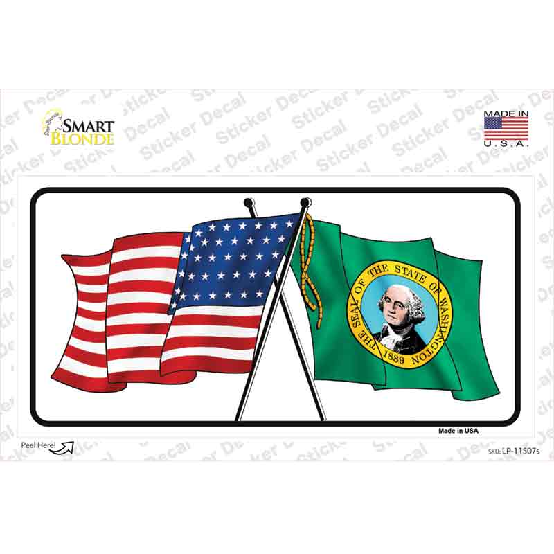 LP-11507s-M Washington Crossed US Flag Novelty Sticker Decal - Medium