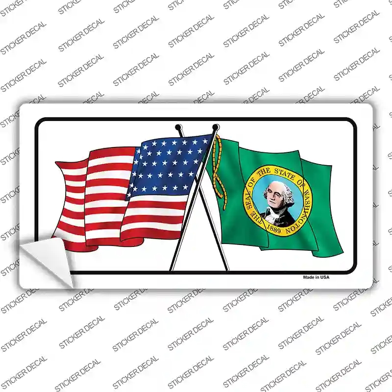 LP-11507s-S Washington Crossed US Flag Novelty Sticker Decal - Small