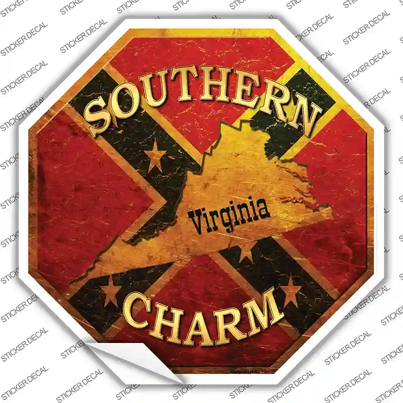 BS-370s-L Southern Charm Virginia Novelty Octagon Sticker Decal - Large