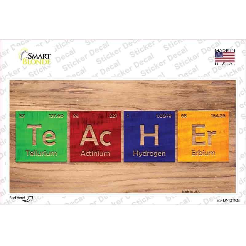 LP-12192s-M Teacher Periodic Table Wood Novelty Sticker Decal - Medium