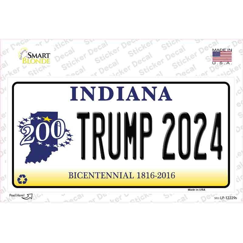 LP-12229s-M Trump 2024 Indiana Novelty Sticker Decal - Medium