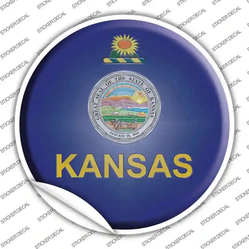 C-115s-XL Kansas State Flag Novelty Circle Sticker Decal - Extra Large