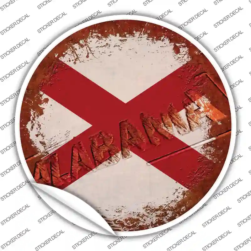 C-1166s-S Alabama Rusty Stamped Novelty Circle Sticker Decal - Small