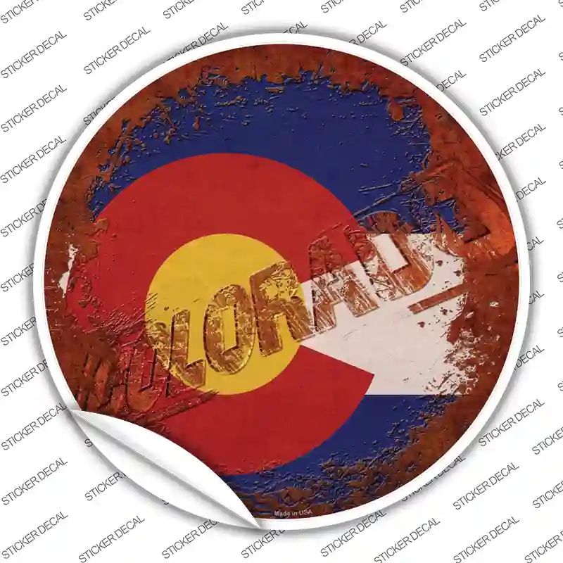 C-1171s-XL Colorado Rusty Stamped Novelty Circle Sticker Decal - Extra Large