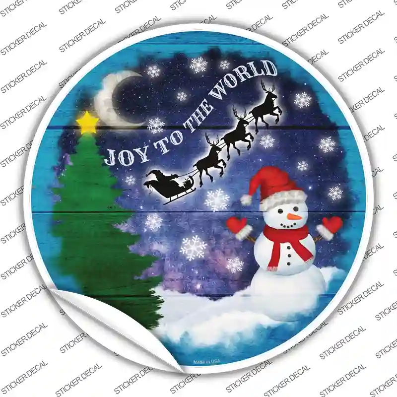 C-1563s-S Joy to the World Snowman Novelty Circle Sticker Decal - Small