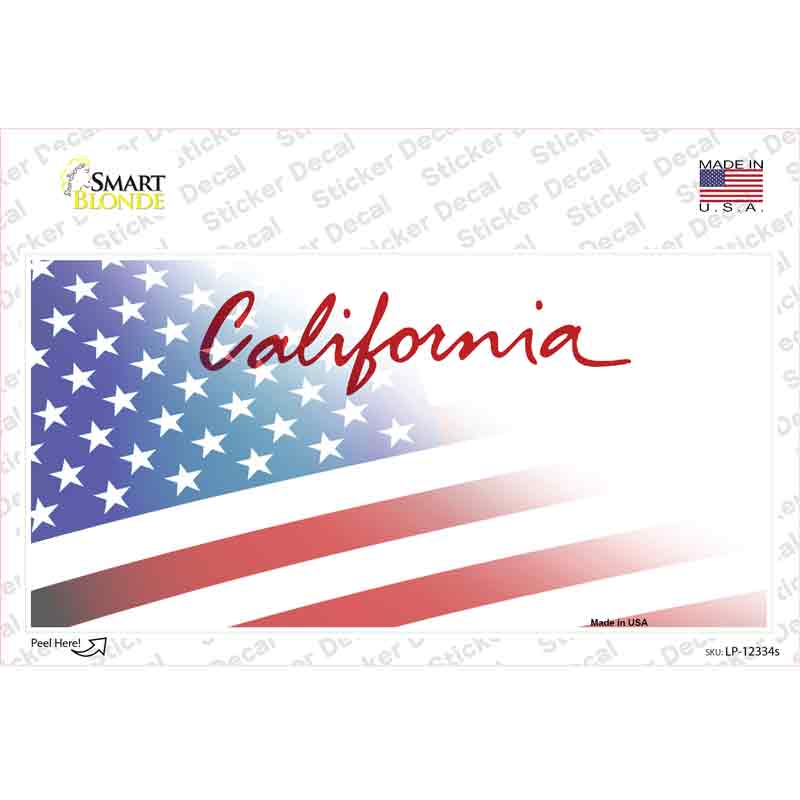 LP-12334s-M California American Flag Novelty Sticker Decal - Medium