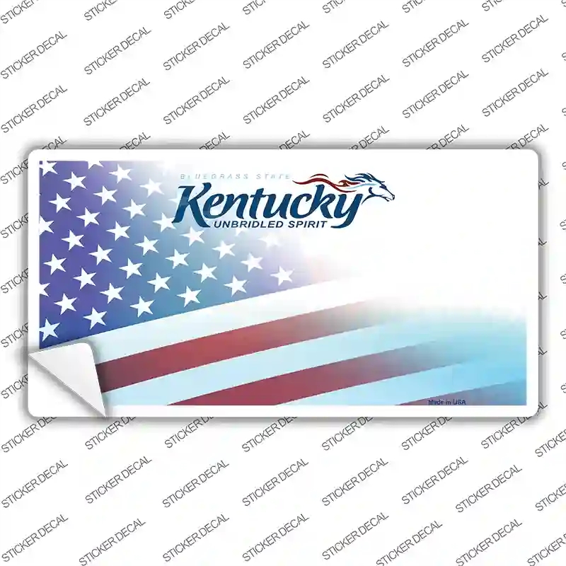 LP-12346s-S Kentucky with American Flag Novelty Sticker Decal - Small