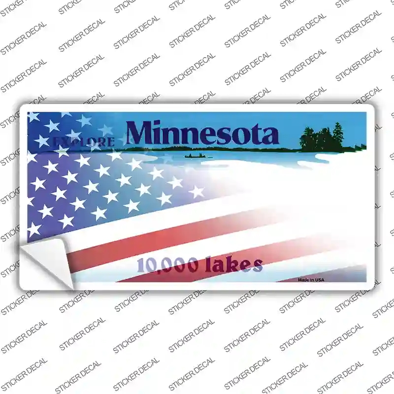 LP-12352s-L Minnesota with American Flag Novelty Sticker Decal - Large