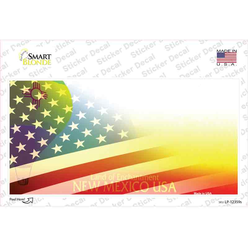 LP-12359s-M   Mexico with American Flag Novelty Sticker Decal - Medium