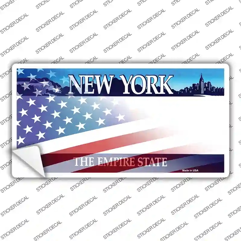 LP-12361s-S   York with American Flag Novelty Sticker Decal - Small