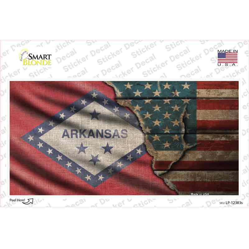 LP-12383s-M Arkansas & American Flag Novelty Sticker Decal - Medium