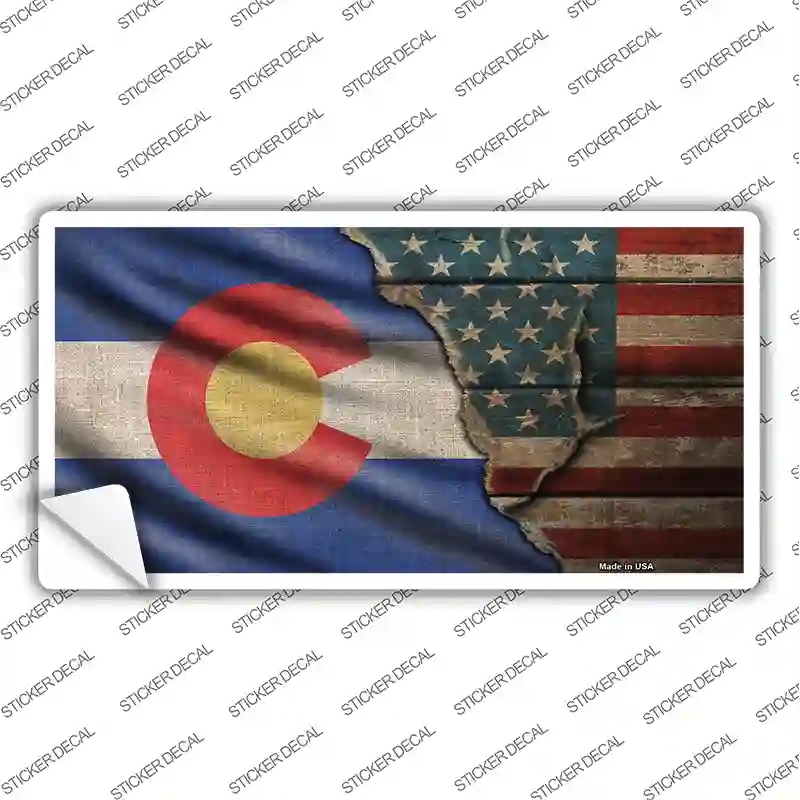 LP-12385s-S Colorado & American Flag Novelty Sticker Decal - Small