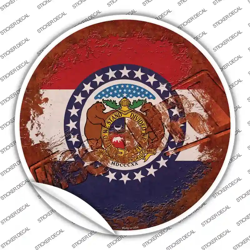 C-1190s-S Missouri Rusty Stamped Novelty Circle Sticker Decal - Small