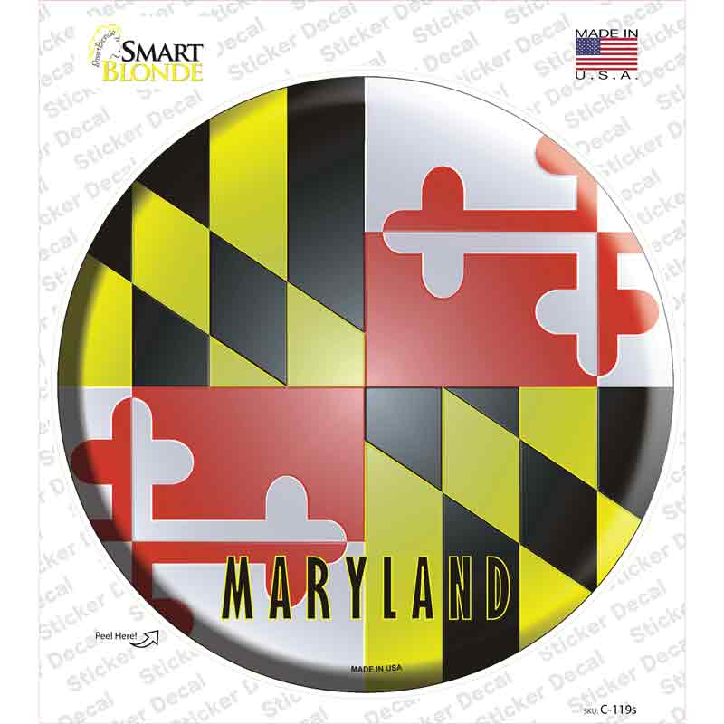 C-119s-M Maryland State Flag Novelty Circle Sticker Decal - Medium