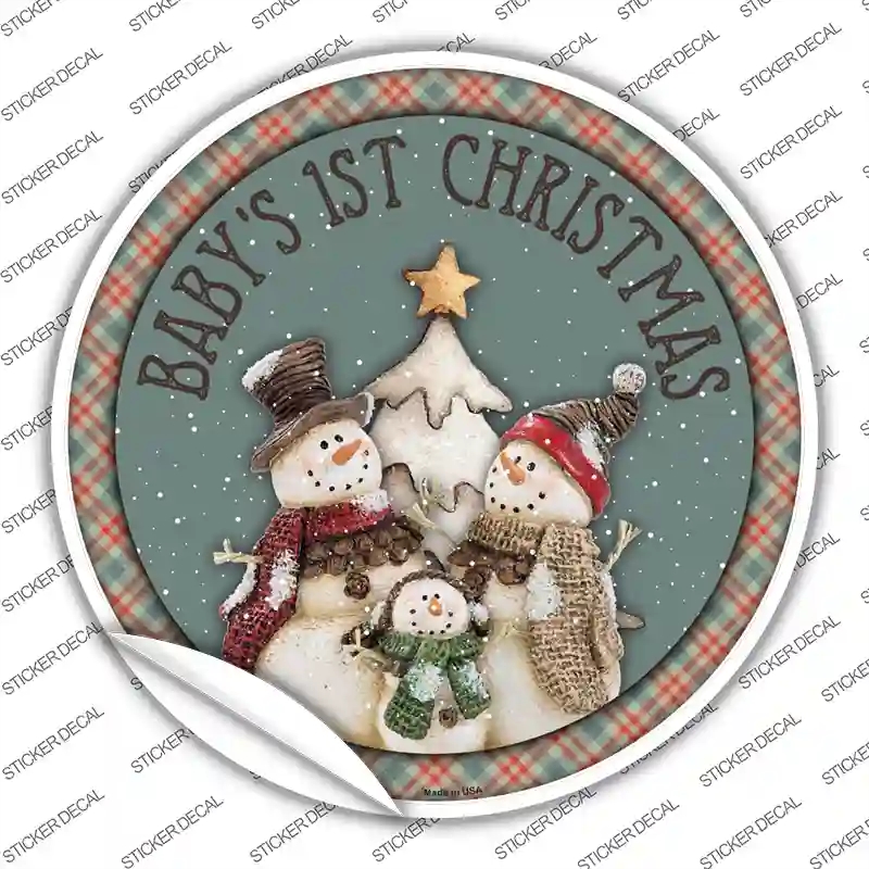 C-1572s-XL Babys First Christmas Novelty Circle Sticker Decal - Extra Large