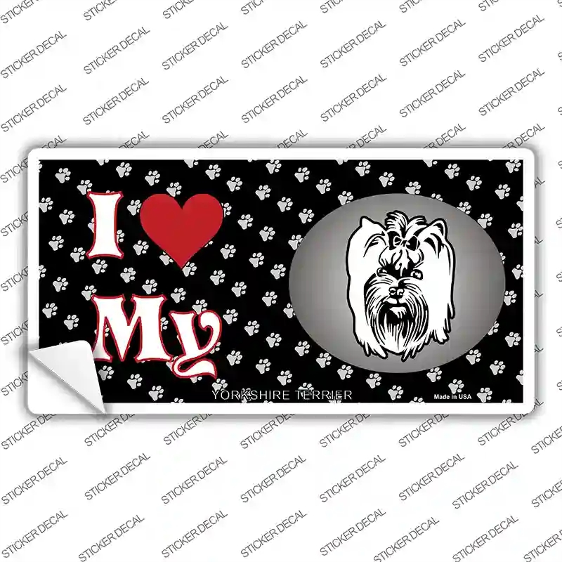 LP-3934s-S I Love My Yorkshire Terrier Novelty Sticker Decal - Small