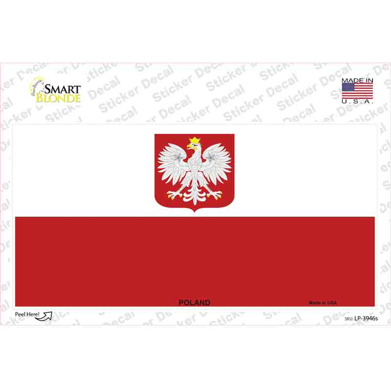 LP-3946s-M Poland Eagle Flag Novelty Sticker Decal - Medium