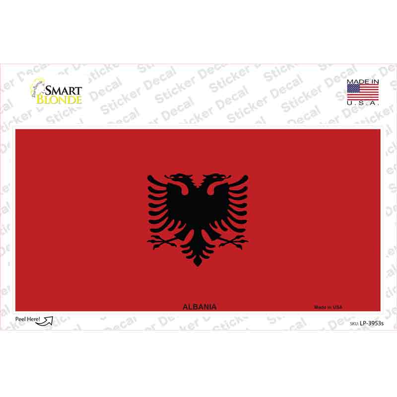 LP-3953s-M Albania Flag Novelty Sticker Decal - Medium