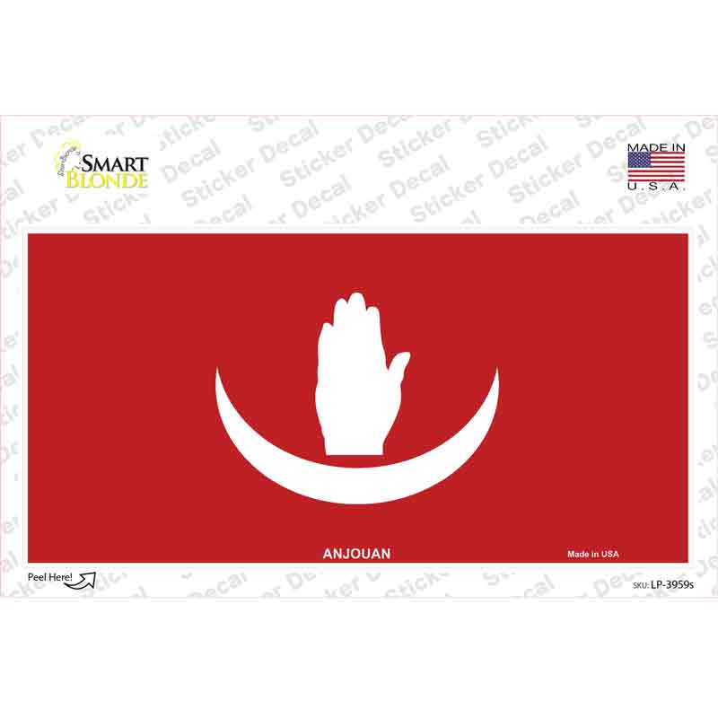 LP-3959s-M Anjouan Flag Novelty Sticker Decal - Medium