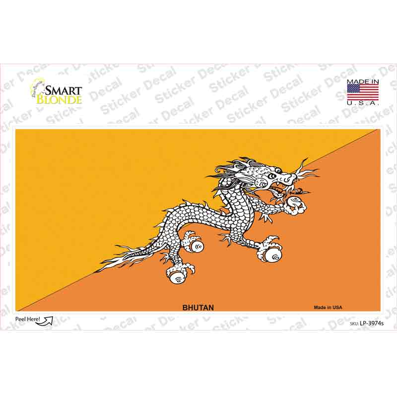LP-3974s-M Bhutan Flag Novelty Sticker Decal - Medium