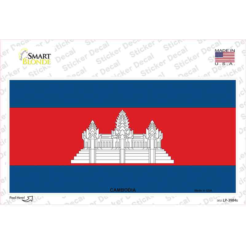 LP-3984s-M Cambodia Flag Novelty Sticker Decal - Medium